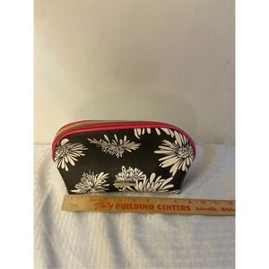 Trina Turk zipper cosmetic bag 10x7” Black Pink